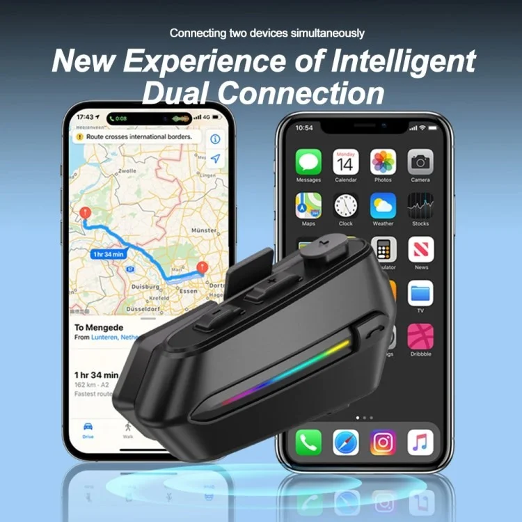 C5S Motorcycle Helmet Bluetooth 5.4 Reducción de Ruido de Auriculares Auriculares de Motos Impermeables - Micrófono Duro