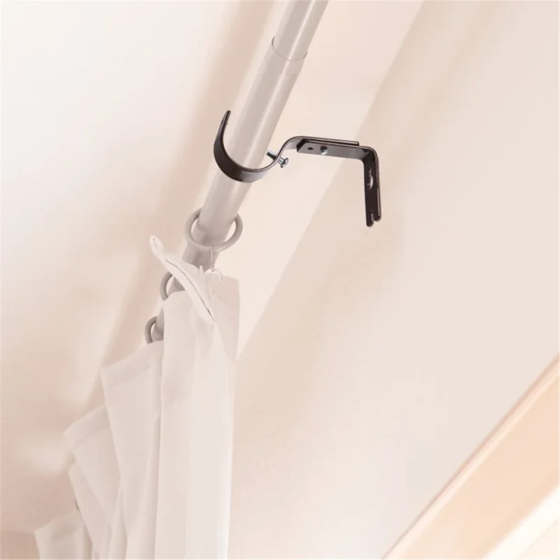 4Pcs Retractable Curtain Rod Holder Fixing Bracket Single Roman Rod Base Support Rack - Black