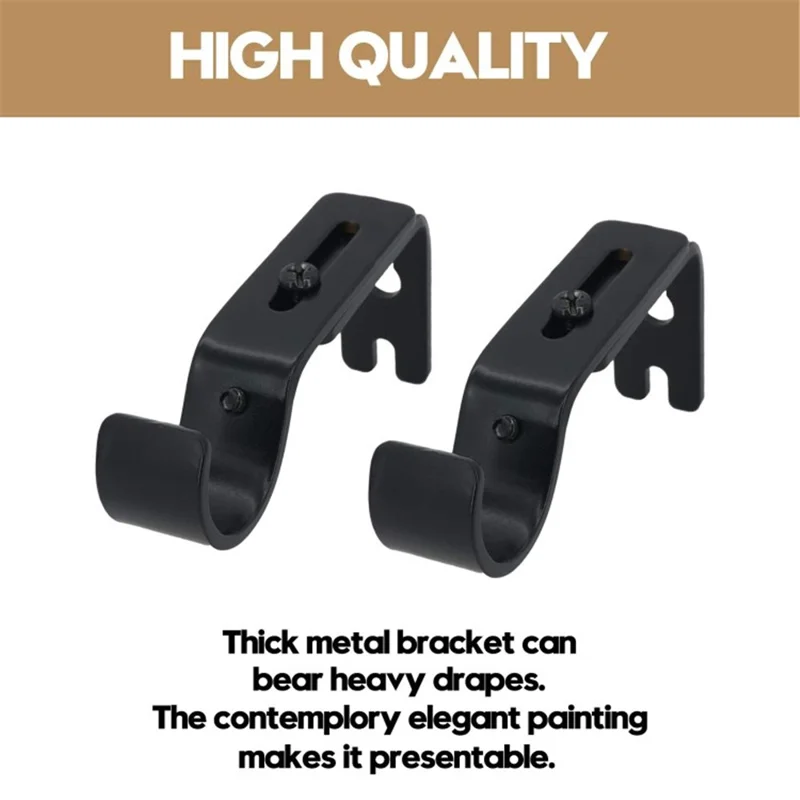 4Pcs Retractable Curtain Rod Holder Fixing Bracket Single Roman Rod Base Support Rack - Black
