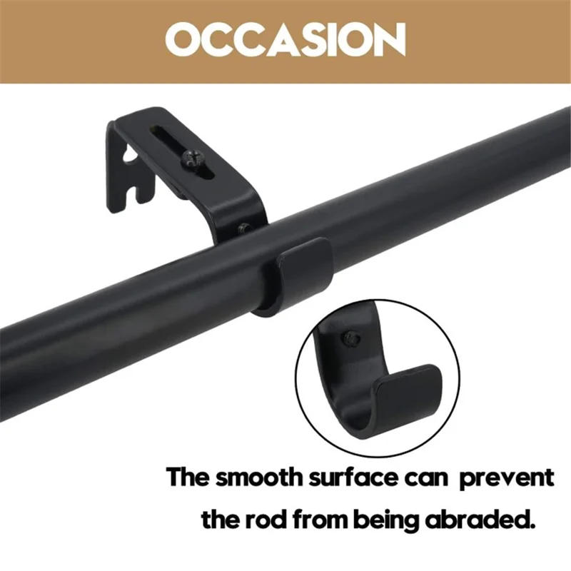 4Pcs Retractable Curtain Rod Holder Fixing Bracket Single Roman Rod Base Support Rack - Black