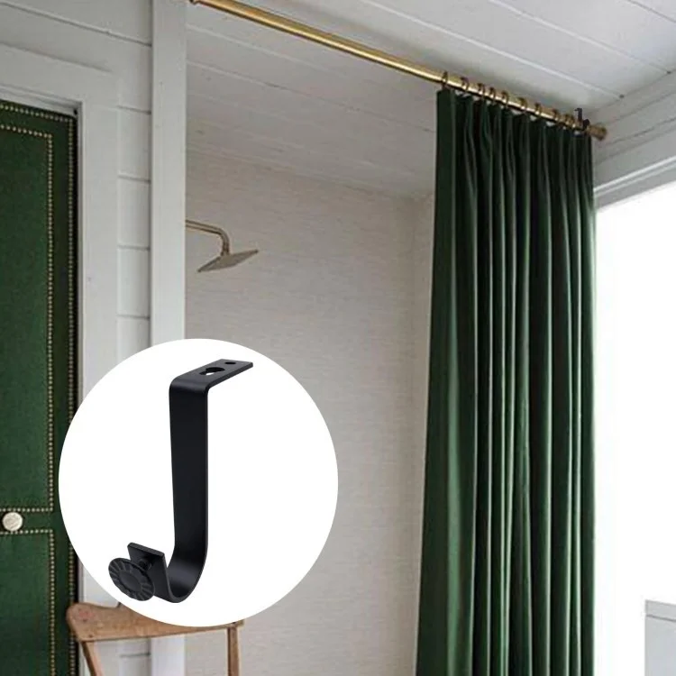 4pcs Iron Cortina de Cortina de Haste Superior Montada em Haste Romana Única Rack de Suporte - 22mm Preto