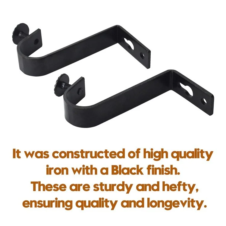 4pcs Iron Cortina de Cortina de Haste Superior Montada em Haste Romana Única Rack de Suporte - 22mm Preto