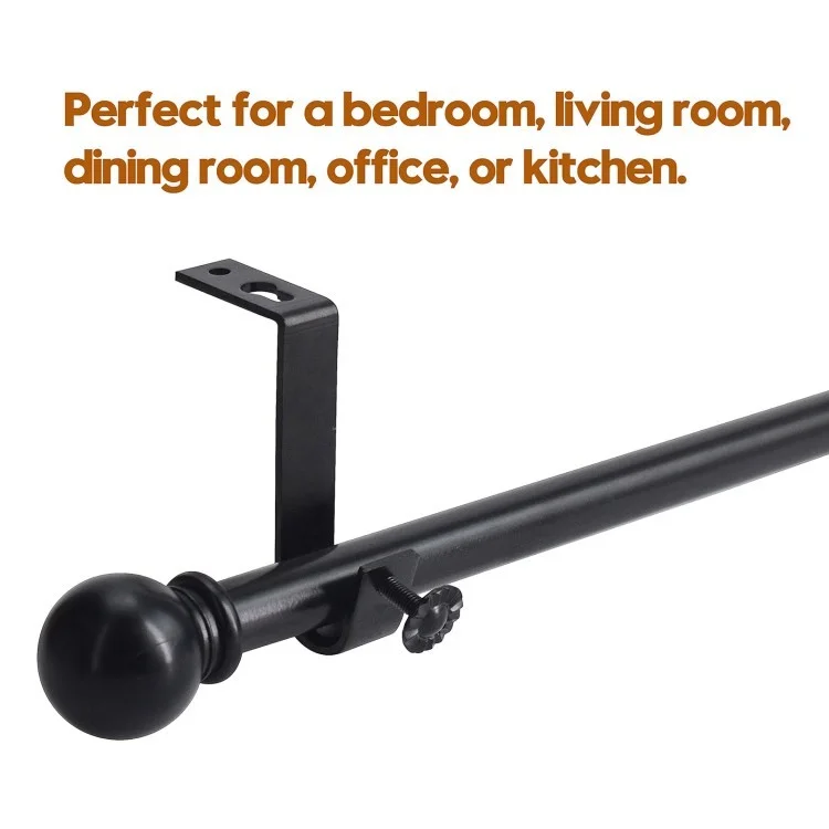 4pcs Iron Cortina de Cortina de Haste Superior Montada em Haste Romana Única Rack de Suporte - 22mm Preto