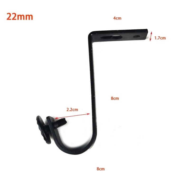 4pcs Iron Cortina de Cortina de Haste Superior Montada em Haste Romana Única Rack de Suporte - 22mm Preto