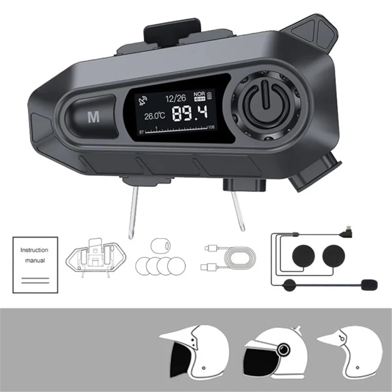 A1 Bluetooth 5.3 CVC Rauschreduktion Motorrad Helm Headset FM Radio Music Player - Hartes Mikrofon
