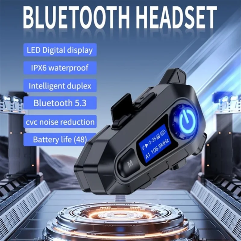 A1 Bluetooth 5.3 CVC Rauschreduktion Motorrad Helm Headset FM Radio Music Player - Hartes Mikrofon