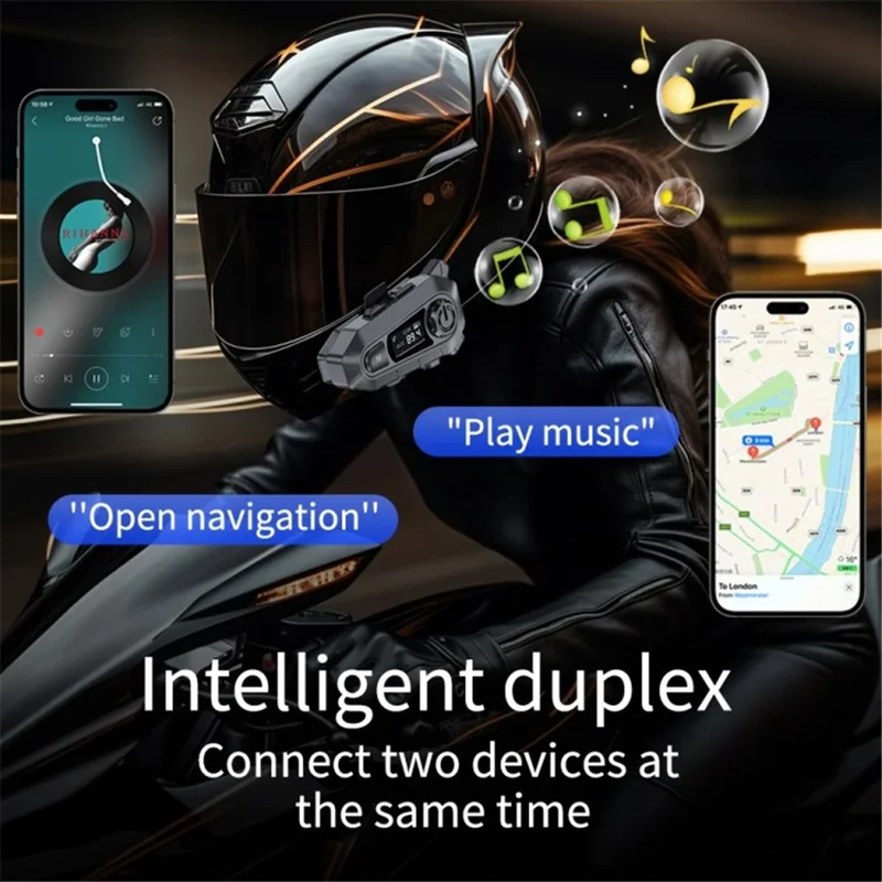 A1 Bluetooth 5.3 CVC Rauschreduktion Motorrad Helm Headset FM Radio Music Player - Hartes Mikrofon