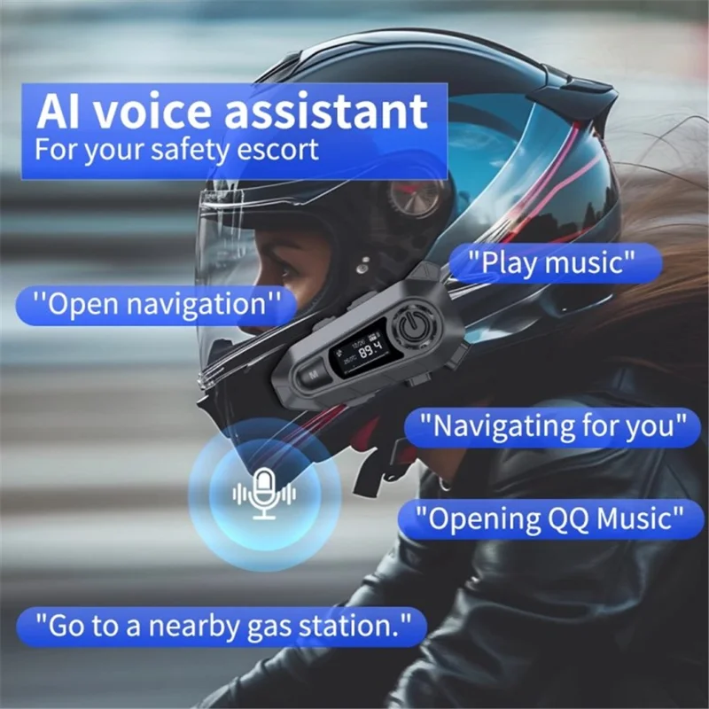 A1 Bluetooth 5.3 CVC Rauschreduktion Motorrad Helm Headset FM Radio Music Player - Hartes Mikrofon