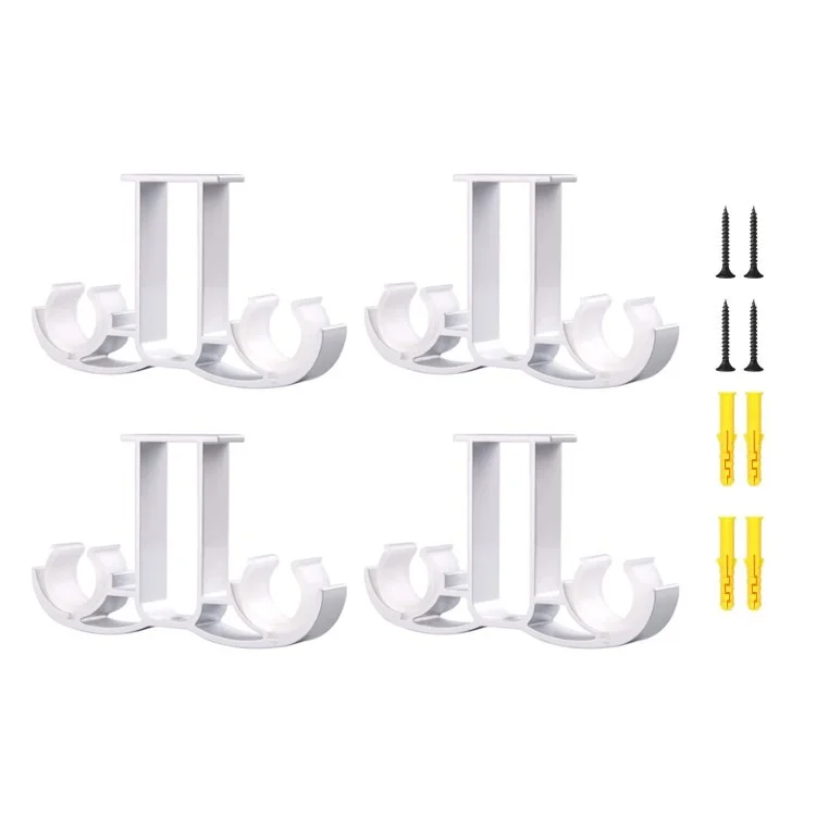 4pcs Top Montiert Aluminiumlegierung Doppelvorhangstangenhalter Römischhalter Stützregal - Weiß