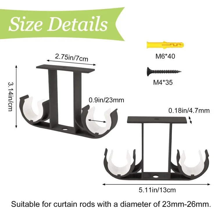 4pcs Top Montiert Aluminiumlegierung Doppelvorhangstangenhalter Römischhalter Stützregal - Weiß