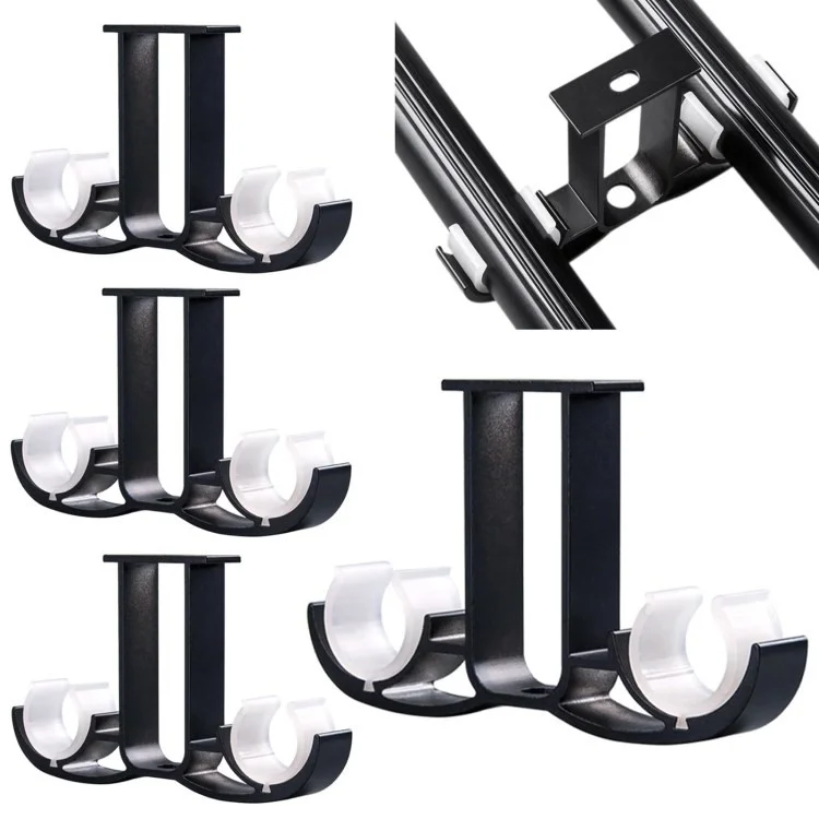 4pcs Top Montiert Aluminiumlegierung Doppelvorhangstangenhalter Römischhalter Stützregal - Weiß