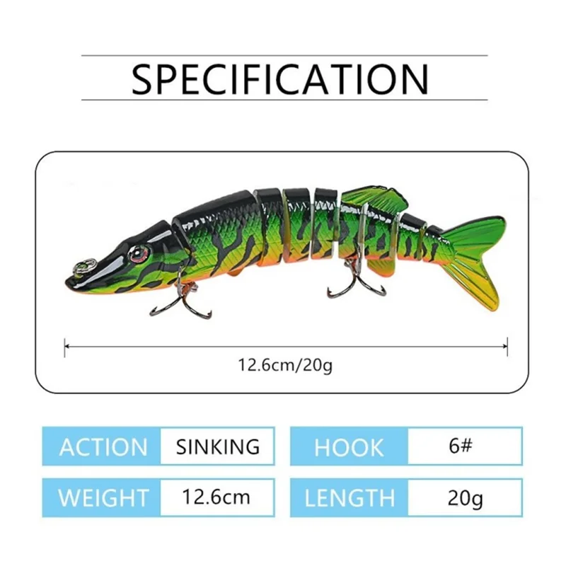12.6cm 20g Fishing Bait Bass Trout Multi Jointed Swimbaits Slow Sinking Bionic Swimming Fish Lure - Style A