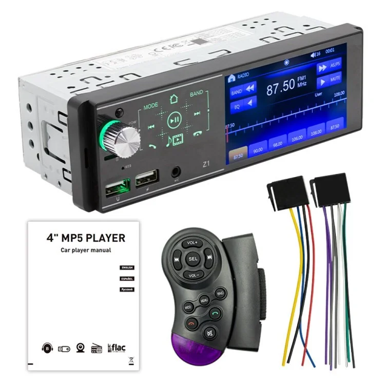 Z1 Touch Screen Dual USB Car Bluetooth-compatible MP5 Player Colorful Light FM Radio Media Player