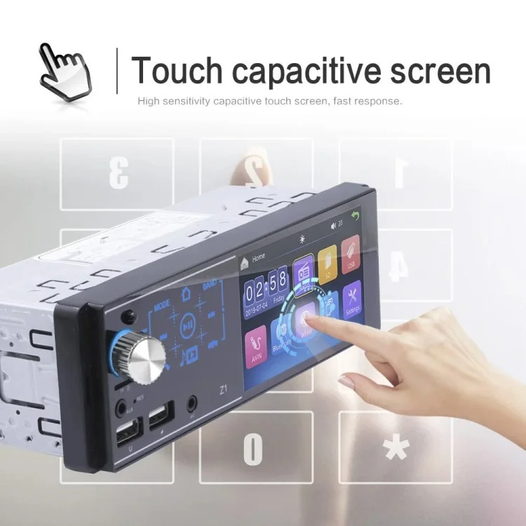 Z1 Touch Screen Dual USB Car Bluetooth-compatible MP5 Player Colorful Light FM Radio Media Player