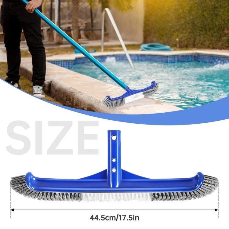 Cepillo de la Piscina de 17.5 Pulgadas Para la Limpieza de Paredes de la Piscina de Nylon Extremos Curvos de la Piscina Del Cepillo de la Piscina