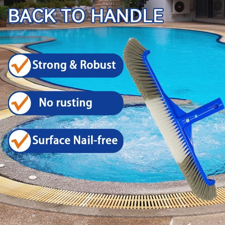 Cepillo de la Piscina de 17.5 Pulgadas Para la Limpieza de Paredes de la Piscina de Nylon Extremos Curvos de la Piscina Del Cepillo de la Piscina