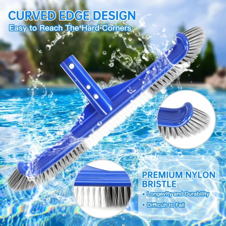 Cepillo de la Piscina de 17.5 Pulgadas Para la Limpieza de Paredes de la Piscina de Nylon Extremos Curvos de la Piscina Del Cepillo de la Piscina