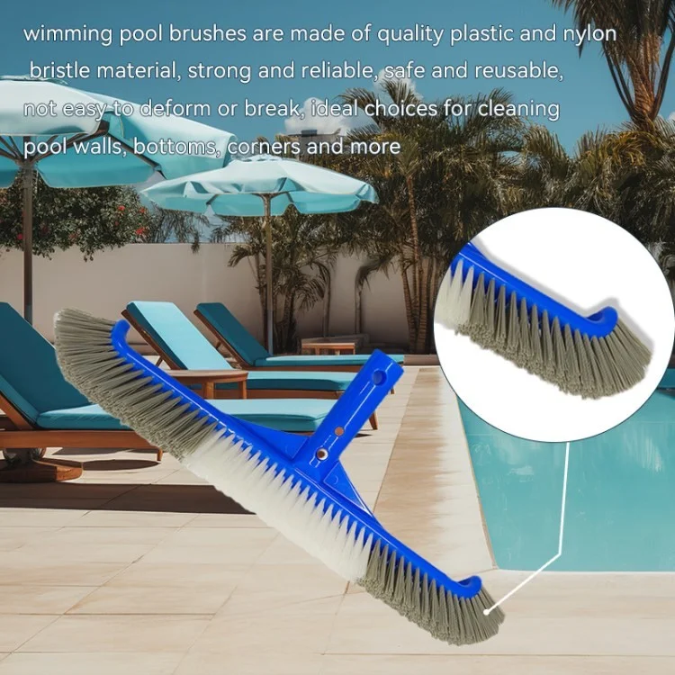 Cepillo de la Piscina de 17.5 Pulgadas Para la Limpieza de Paredes de la Piscina de Nylon Extremos Curvos de la Piscina Del Cepillo de la Piscina