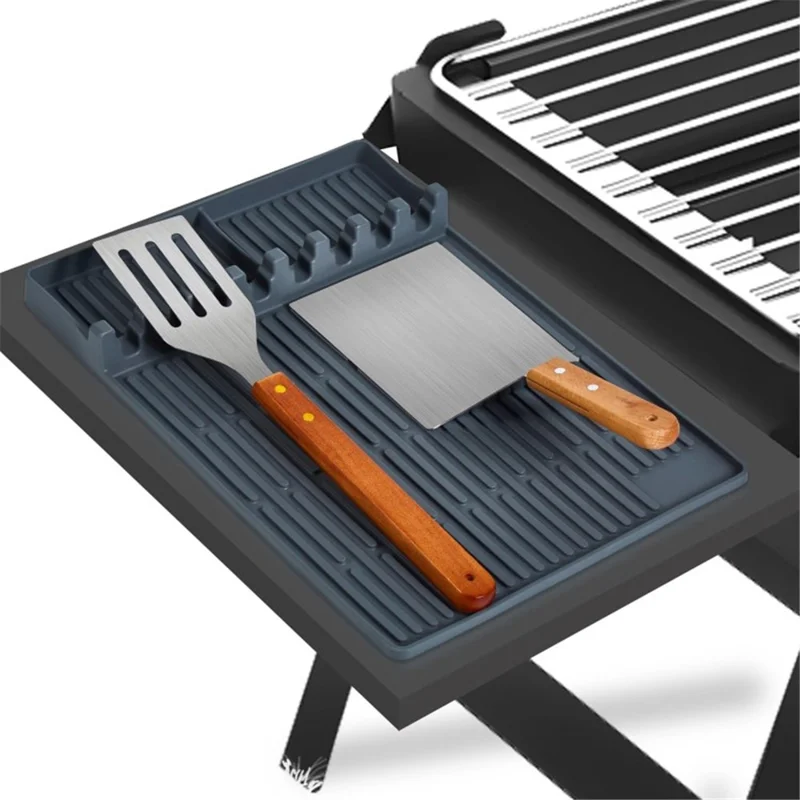 Para Blackstone Silicone Silicone Tools Teraling Secateing Bottle Spatula Storage Mat Grill BBQ Caddy Utensils Holder (BPA Free, Sem FDA) - Vermelho