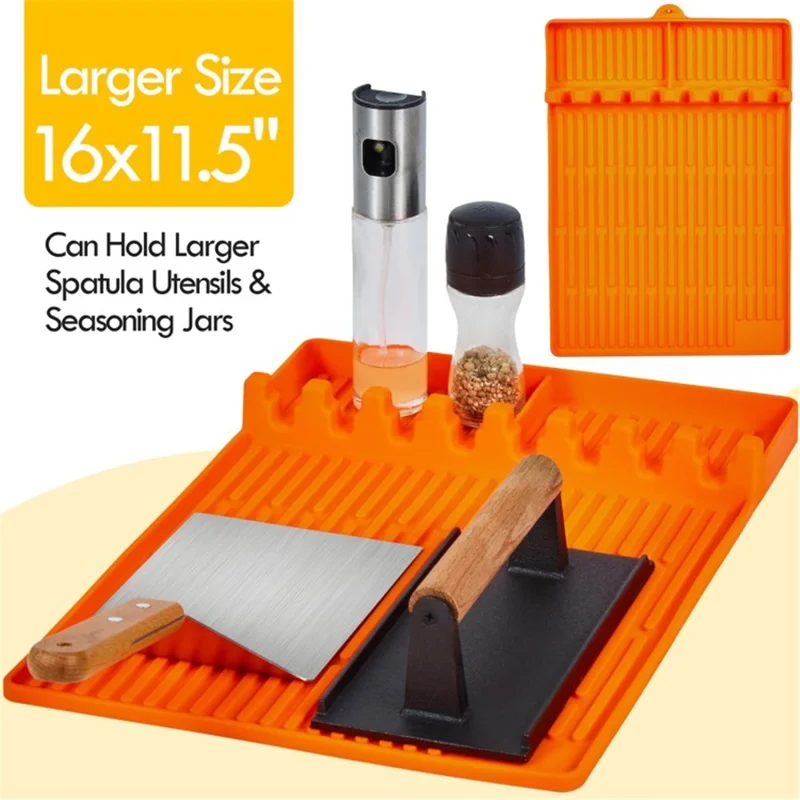 Para Blackstone Silicone Silicone Tools Teraling Secateing Bottle Spatula Storage Mat Grill BBQ Caddy Utensils Holder (BPA Free, Sem FDA) - Vermelho