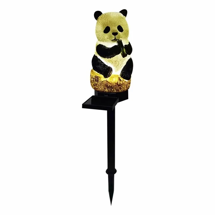 Solar Garden Light Creative Panda Resin Outdoor Statue Light Waterproof Garden Landscape Decoration
