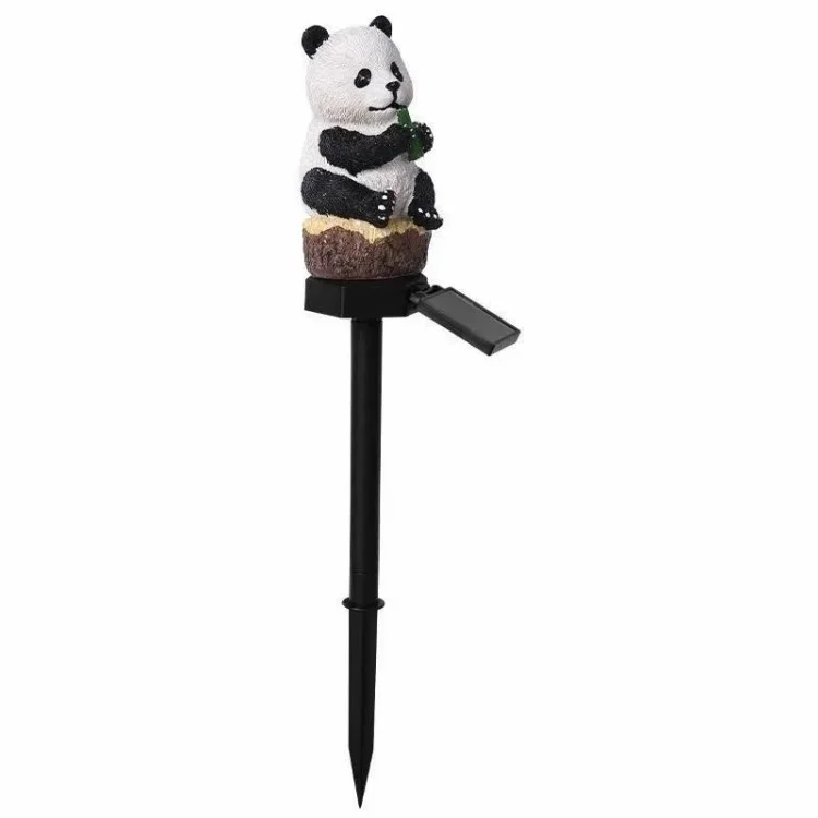 Solar Garden Light Creative Panda Resin Outdoor Statue Light Waterproof Garden Landscape Decoration