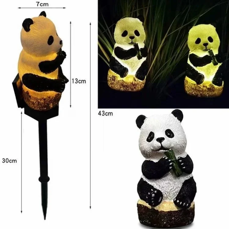 Solar Garden Light Creative Panda Resin Outdoor Statue Light Waterproof Garden Landscape Decoration