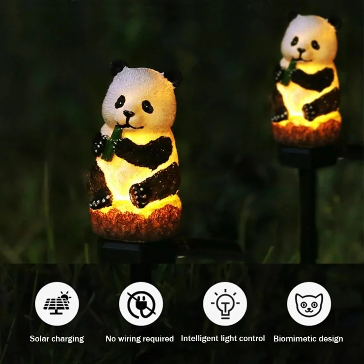 Solar Garden Light Creative Panda Resin Outdoor Statue Light Waterproof Garden Landscape Decoration