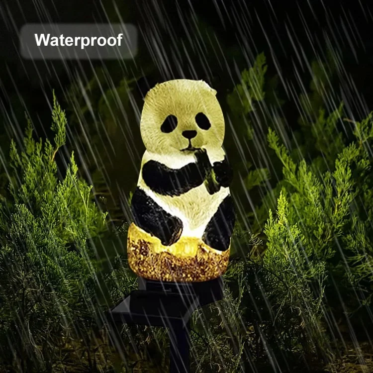 Solar Garden Light Creative Panda Resin Outdoor Statue Light Waterproof Garden Landscape Decoration