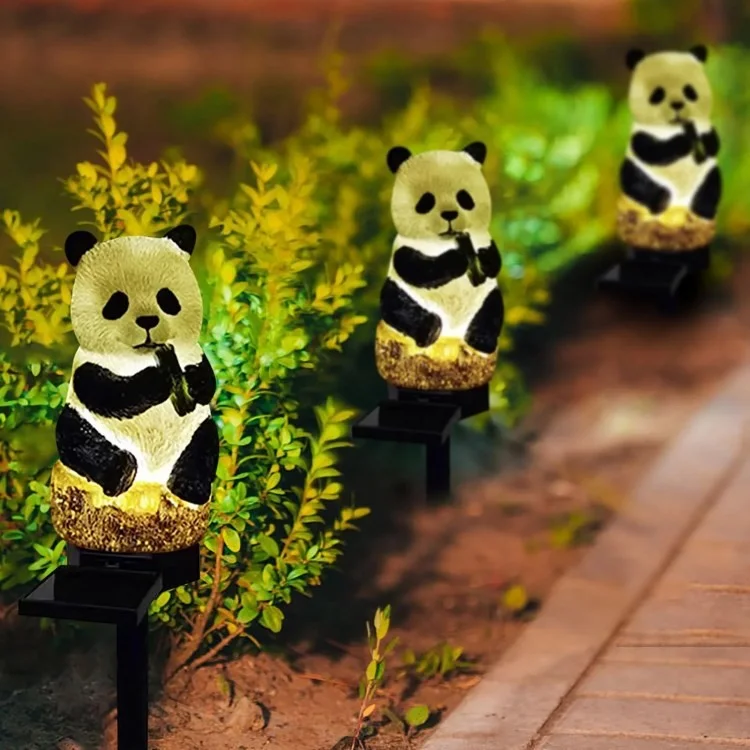 Solar Garden Light Creative Panda Resin Outdoor Statue Light Waterproof Garden Landscape Decoration