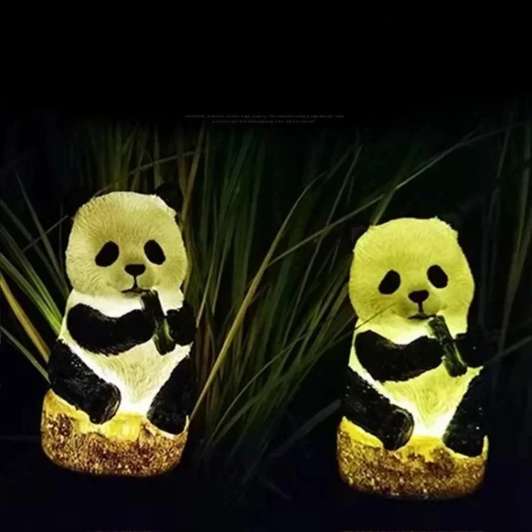 Solar Garden Light Creative Panda Resin Outdoor Statue Light Waterproof Garden Landscape Decoration