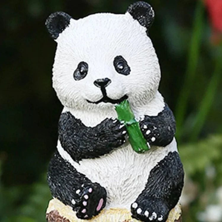Solar Garden Light Creative Panda Resin Outdoor Statue Light Waterproof Garden Landscape Decoration