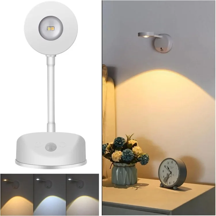 Spotlight Ricaricabile Spot Elettrico Free Electric Light da Parete Interno Spotlight Smart LED Body Sensor Lample - Bianco