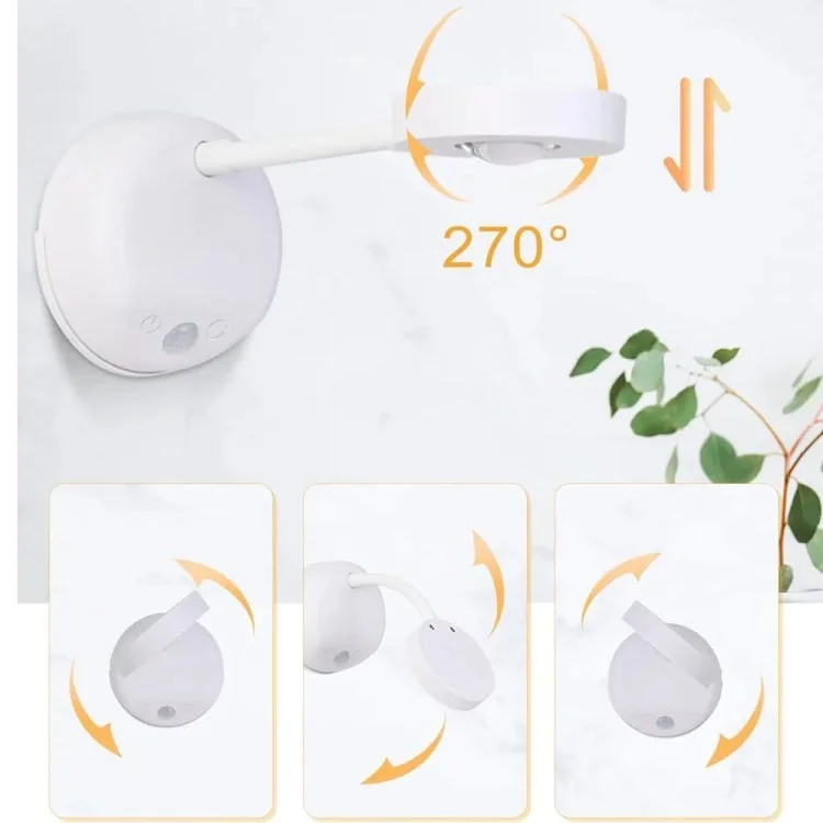 Spotlight Ricaricabile Spot Elettrico Free Electric Light da Parete Interno Spotlight Smart LED Body Sensor Lample - Bianco