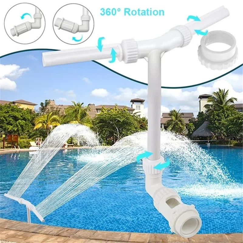 Pool Fountain Water Sprinkler Pond Swimming Jet Attachment Decorative Sprayer - Dual-Head with Adapter