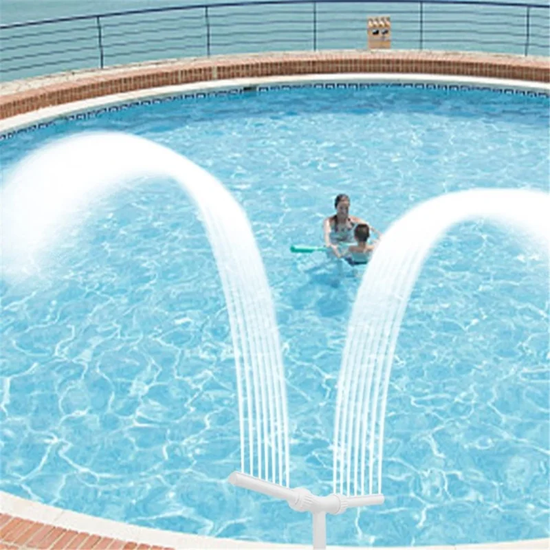 Pool Fountain Water Sprinkler Pond Swimming Jet Attachment Decorative Sprayer - Dual-Head with Adapter