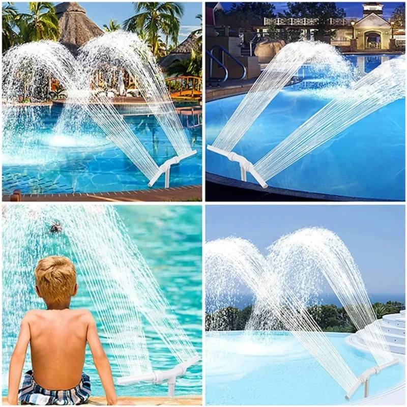 Pool Fountain Water Sprinkler Pond Swimming Jet Attachment Decorative Sprayer - Dual-Head with Adapter