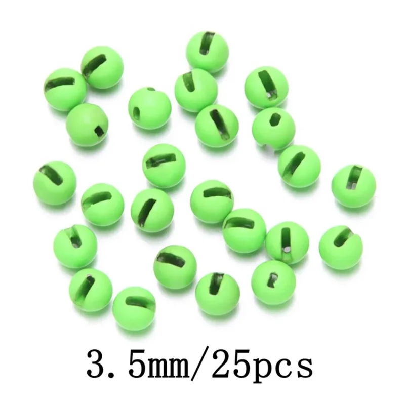25Pcs 3.5mm Tungsten Alloy Beads Fly Tying DIY Material Slotted Beads Fly Fishing Accessories - Green