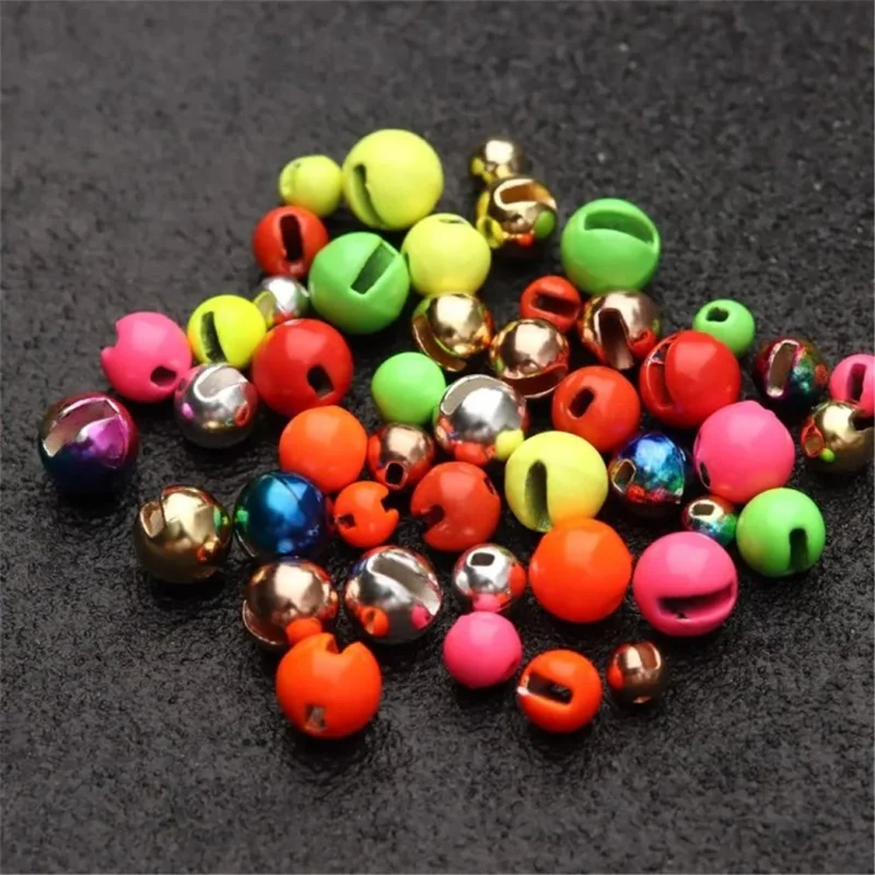 25Pcs 4mm Tungsten Alloy Beads Fly Tying Material Slotted Beads Fishing Accessories - Pink