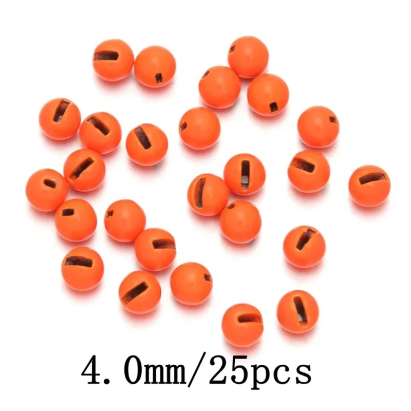 25Pcs 4mm Tungsten Alloy Beads Fly Tying Material Slotted Beads Fishing Accessories - Orange