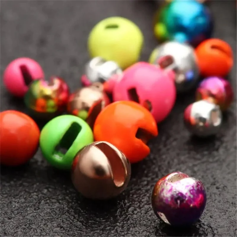25Pcs 4mm Tungsten Alloy Beads Fly Tying Material Slotted Beads Fishing Accessories - Orange