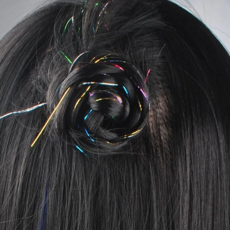 90cm Long Laser Color Wig Chemical Fiber High Temperature Silk Fly Fishing Lure Line DIY Material - Black