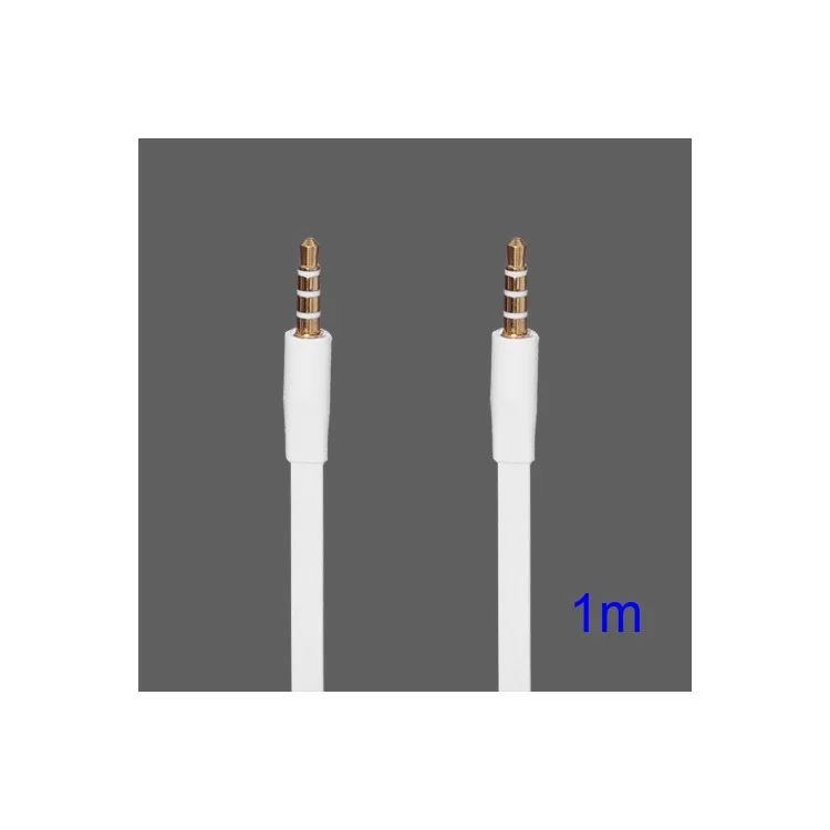Noodle-shaped 3.5mm Male to 3.5mm Male Stereo Aux Audio Cable, Length: 1M - White