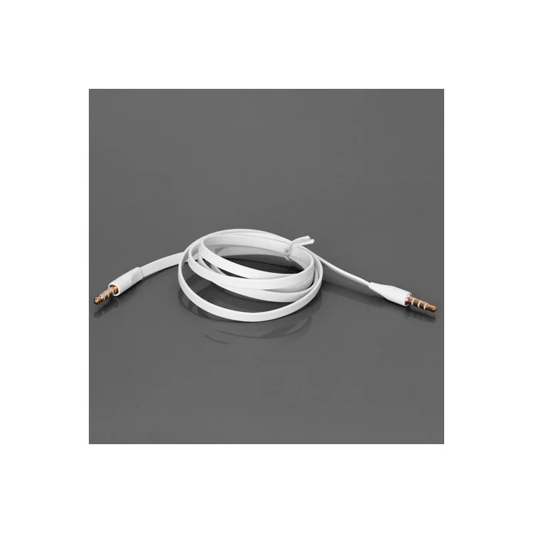 Noodle-shaped 3.5mm Male to 3.5mm Male Stereo Aux Audio Cable, Length: 1M - White