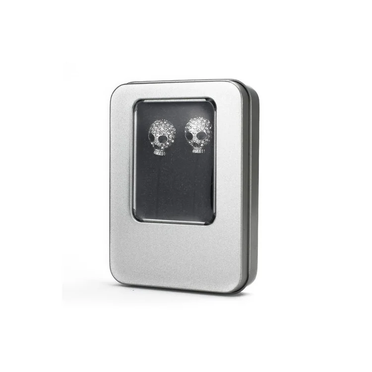 Metal Skull Swarovski Crystal In-Ear Headphone for iPod iPad MP3 CD etc - Silver