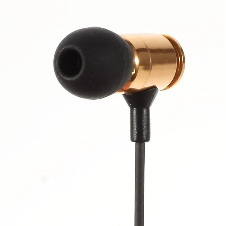 JBMMJ-007 3.5mm In-ear Metal Earphone w/ Mic for iPhone iPad Samsung HTC - Black / Gold