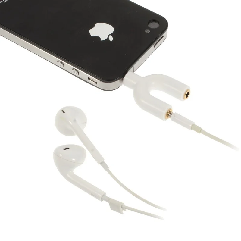 Mini Y-shape 3.5mm Audio Splitter Adapter 3.5mm Male to Two 3.5mm Female - White