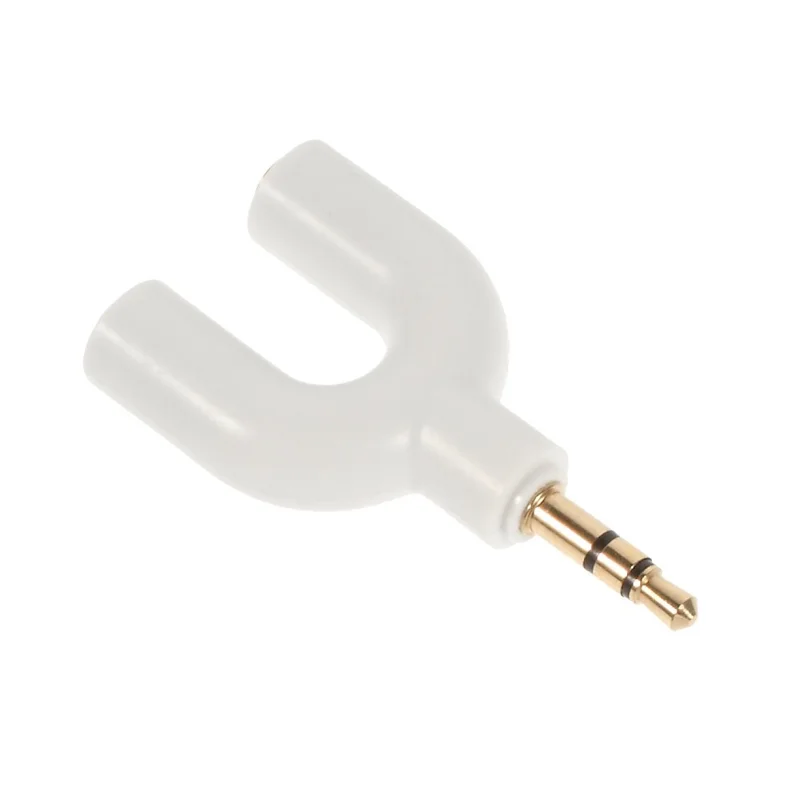 Mini Y-shape 3.5mm Audio Splitter Adapter 3.5mm Male to Two 3.5mm Female - White