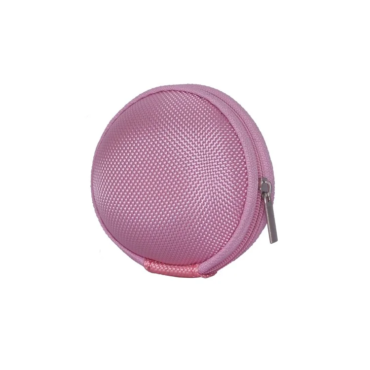 Ball Shape Carrying Bag Case Pouch for Headphones Earphones MP3 - Pink