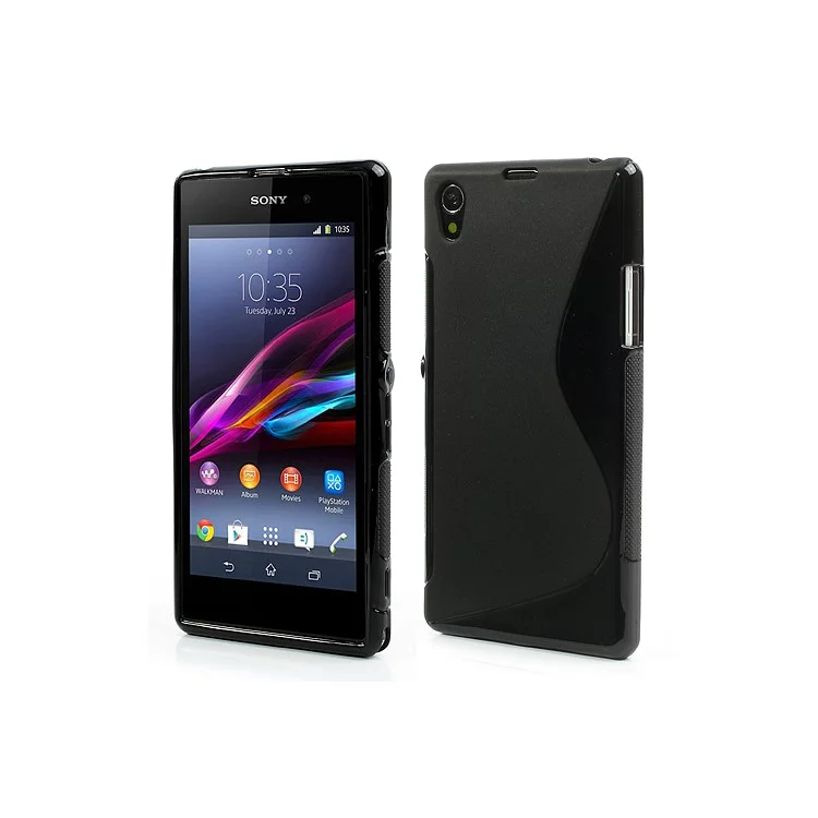 Black S Shape TPU Gel Case for Sony Xperia Z1 Honami C6906 L39h